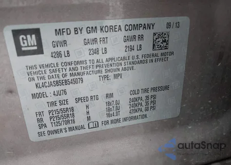 2014 Buick Encore from USA, damaged, VIN KL4CJASB5EB545079